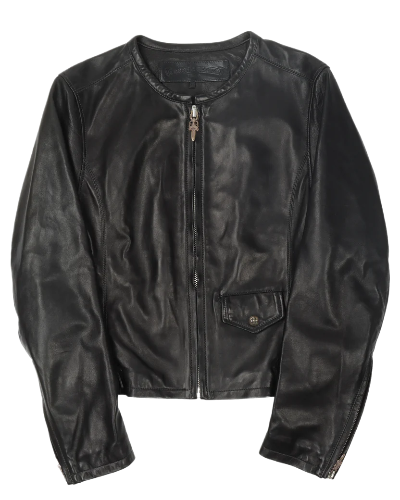 Jet Black Gun Slinger Leather Jacket | Chrome Hearts