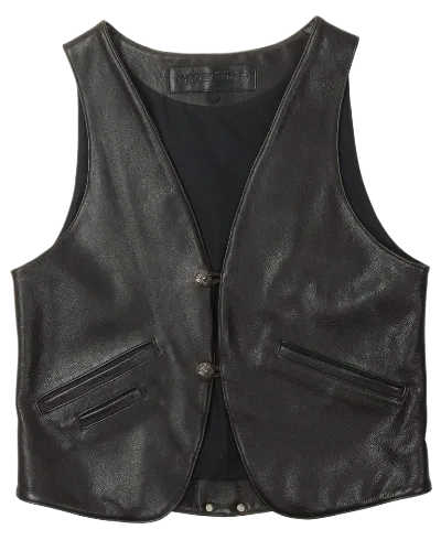 Men's Classic Black Leather Lapel Vest | Chrome Hearts