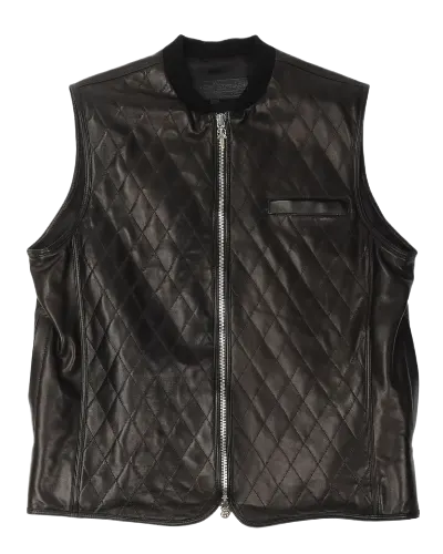 Quilted Leather Cross Patch Vest | Chrome Hearts