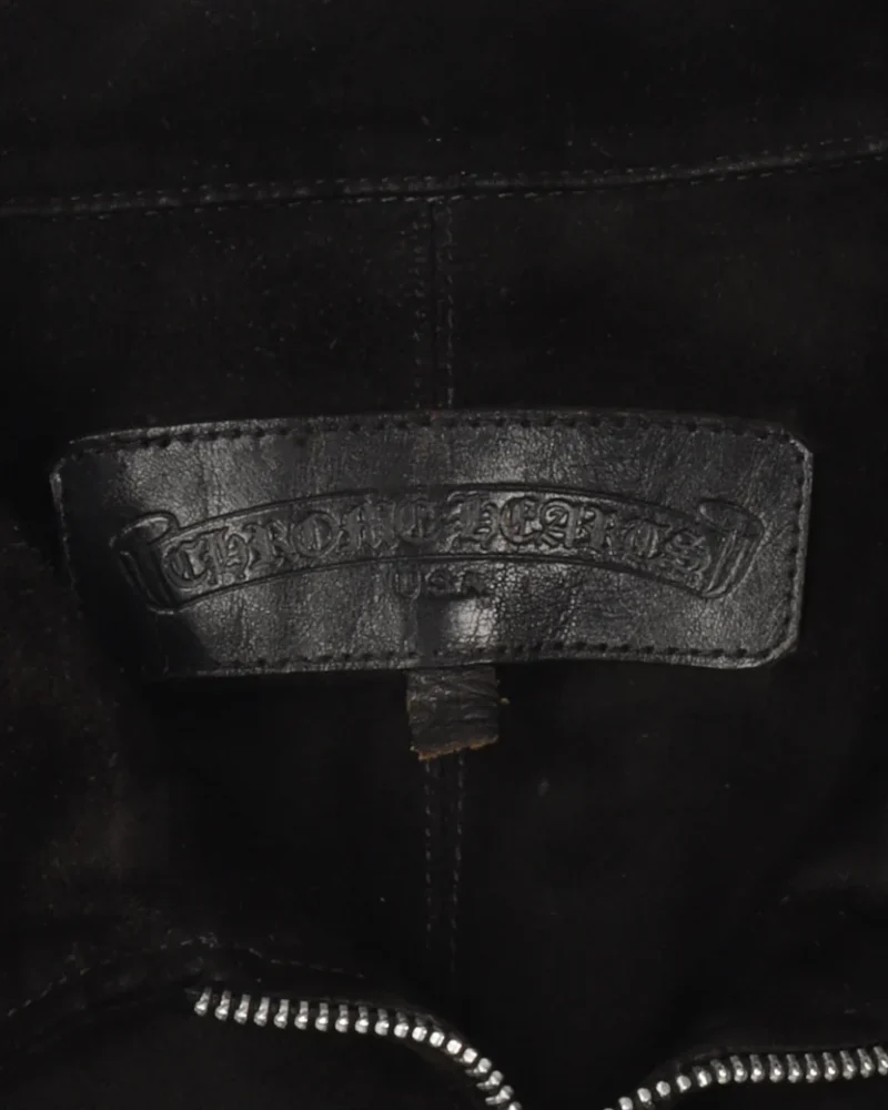 Black Suede Leather Zip Up Jacket | Chrome Hearts