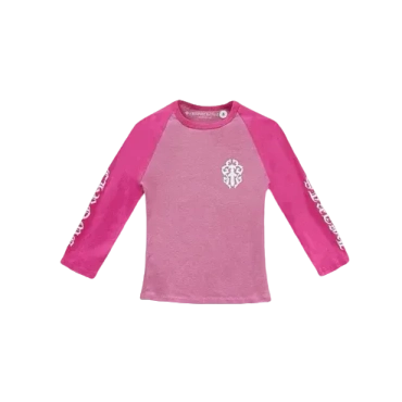 Baby Pink Dagger Script Logo Mid Sleeve T-shirt