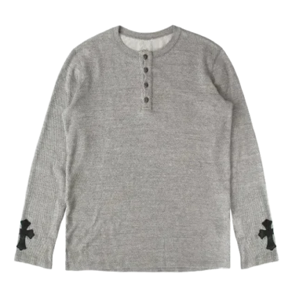 Chrome Hearts Patchwork Thermal Henley Long Sleeve T-Shirt