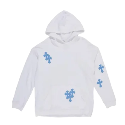 Chrome Hearts Blue Cross Patch White Hoodie