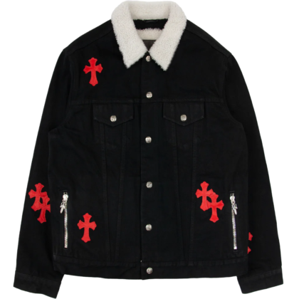 1/1 Leather Patch Shearling Denim Trucker | Chrome Hearts