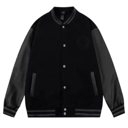 Black Varsity Leather Jacket | Chrome Hearts