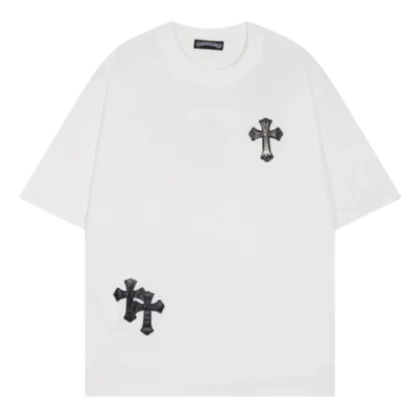 Chrome Hearts Leather Cross Short Sleeved T-Shirt