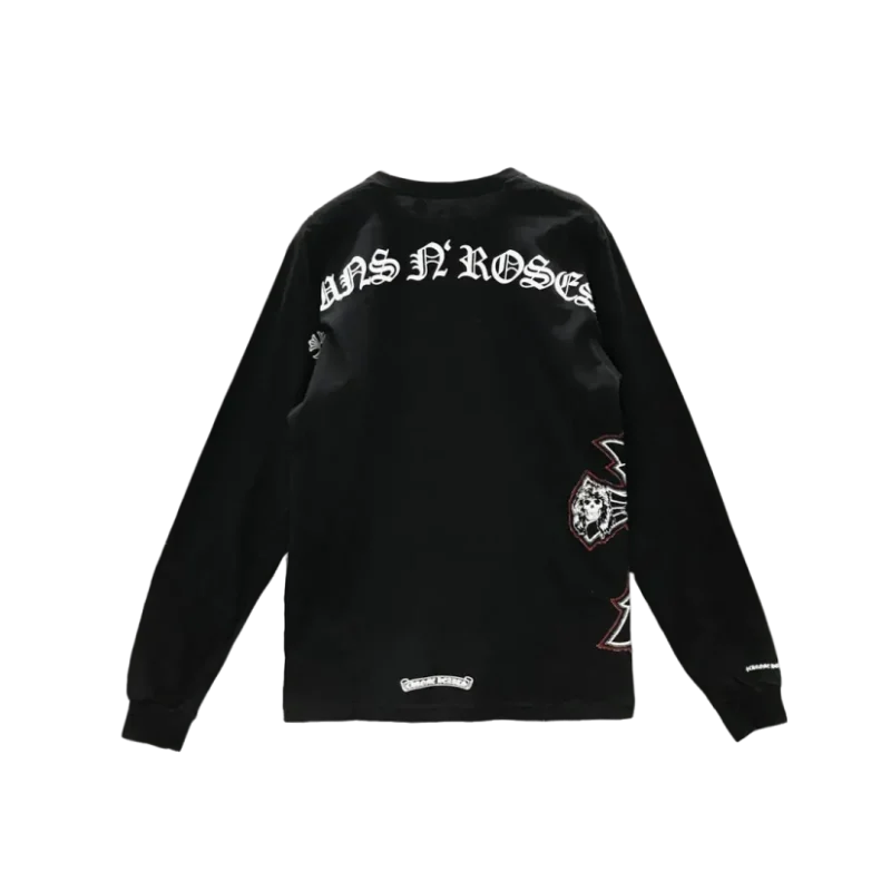 Gun Roses Black Cross Embroidery Logo Long Sleeve T-shirt