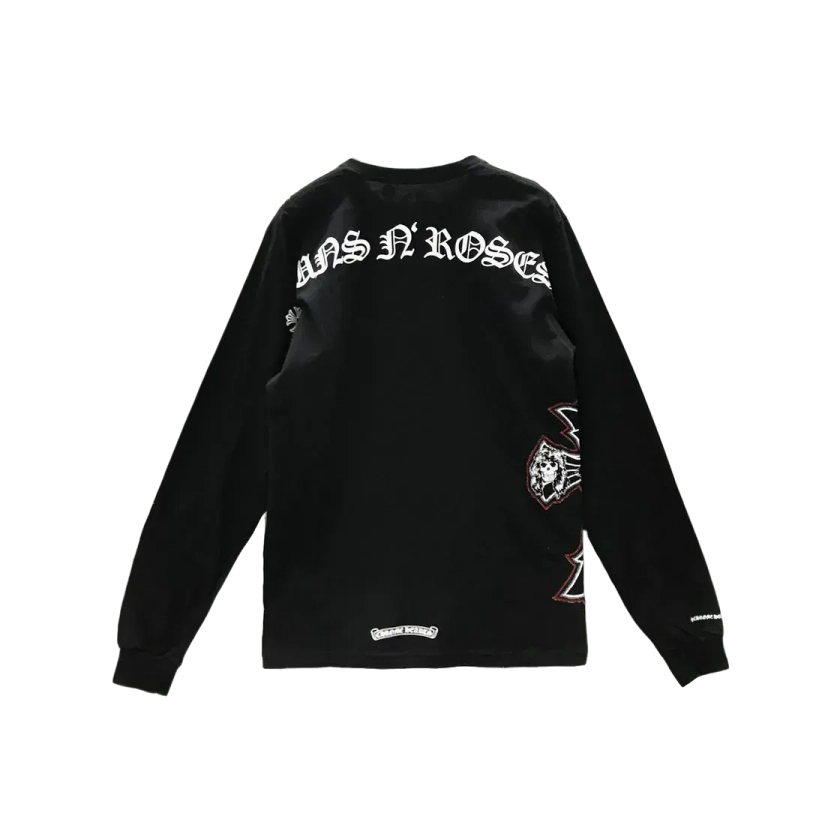 Gun Roses Black Cross Embroidery Logo Long Sleeve T-shirt