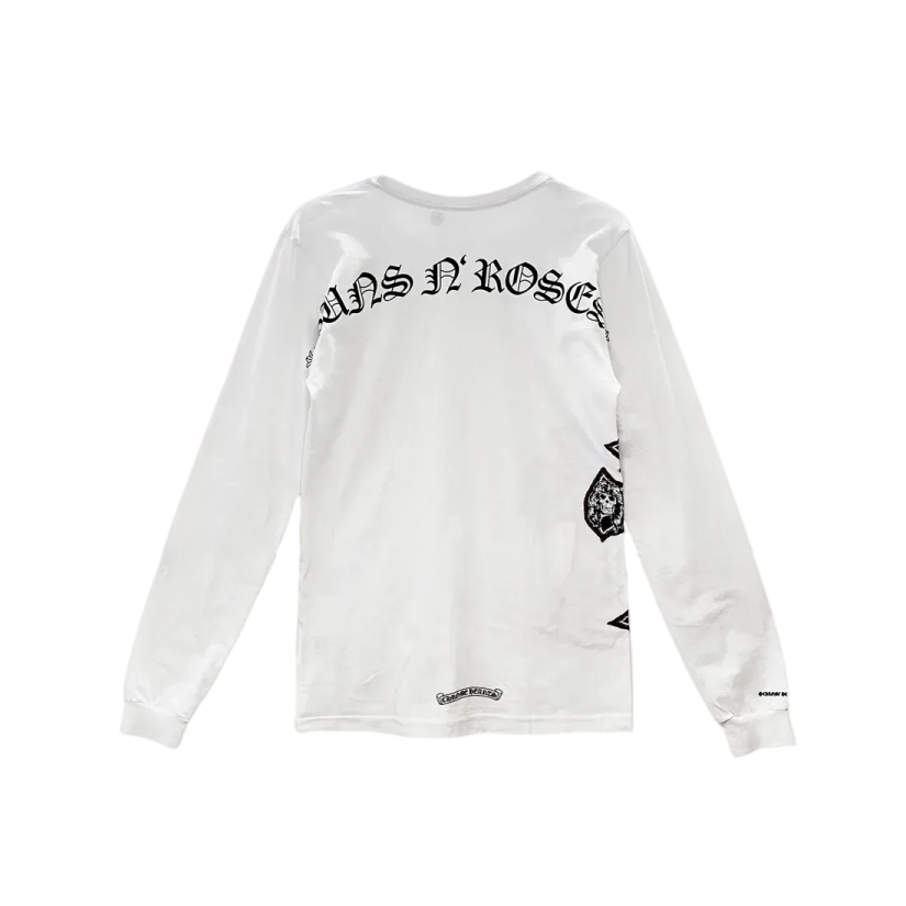 Gun Roses White Cross Embroidery Logo Long Sleeve T shirt