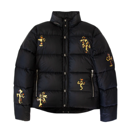 Leopard Cross Patch Puffer Jackets | Chrome Hearts