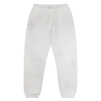 White Leather Cross Patch Chrome Hearts Sweatpant