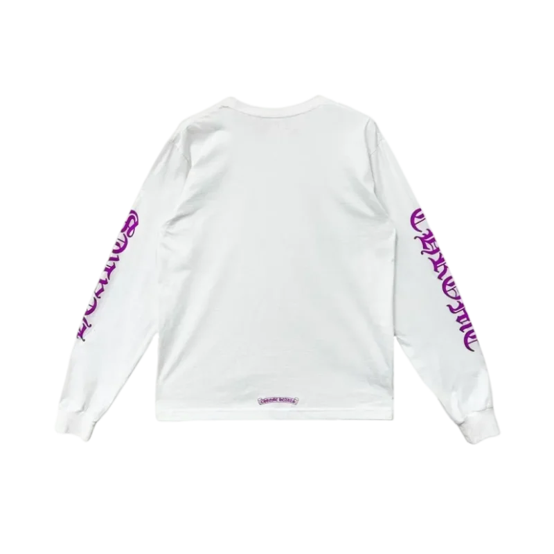 Purple Neck Script Logo Long Sleeve Tee