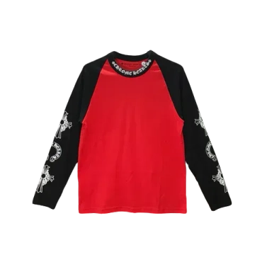 Red Black Horseshoe Logo Long Sleeve T Shirt