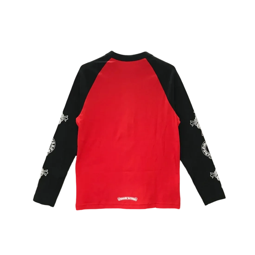 Red Black Horseshoe Logo Long Sleeve T Shirt