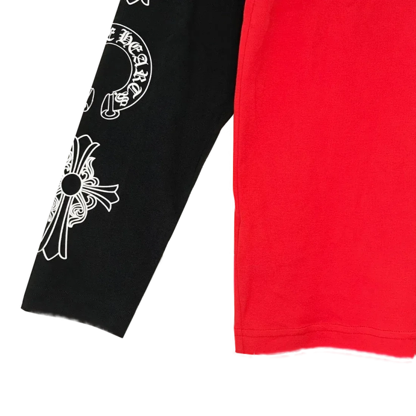 Red Black Horseshoe Logo Long Sleeve T Shirt