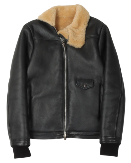 Shearling Leather Bomber Jacket With Fur Collor | Chrome Hearts