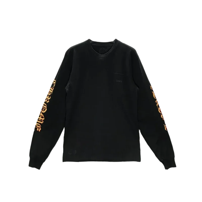 Yellow Dagger Script Logo Long Sleeve T Shirt