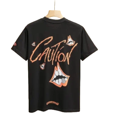 Black Chrome Hearts Caution Tee