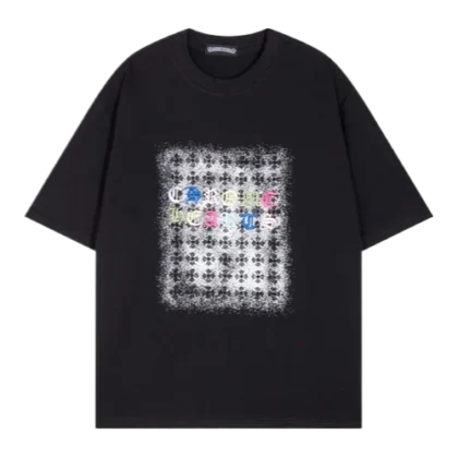 Black Chrome Hearts Embroidery Letter Logo T-Shirt