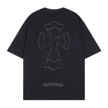 Bold Chrome Hearts Chest Embroidery Logo Black Tee