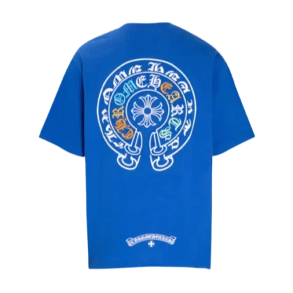 Chrome Hearts Multicolor Embroidery Logo Blue T-Shirt