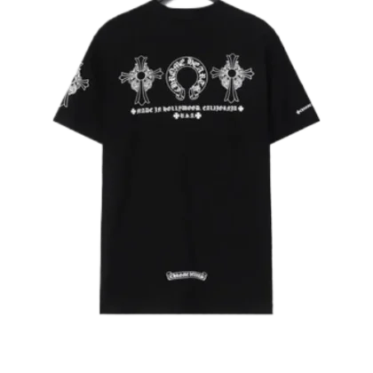 Chrome Hearts Black Cross Horseshoe Logo T Shirt