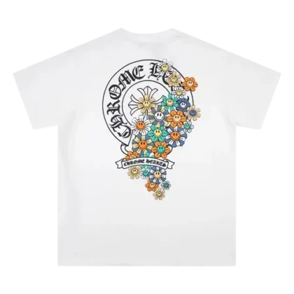 Chrome Hearts Logo and Flower Themed T-Shirt