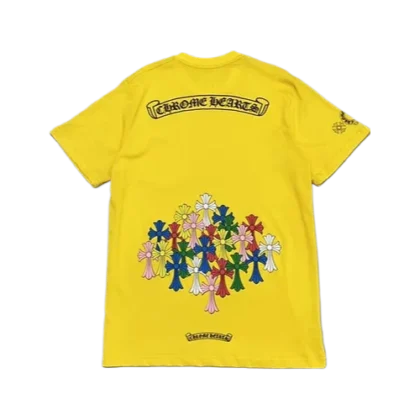 Chrome Hearts Yellow Multicolor Crosses Tee