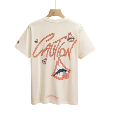 Cream Chrome Hearts Caution T-Shirt