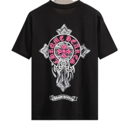 Modern 3D Chrome Hearts Logo Black T-Shirt