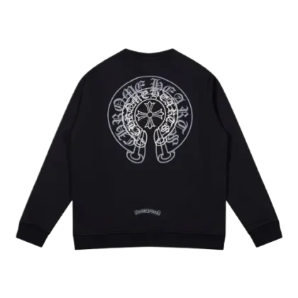 Classic Chrome Hearts 2 Horseshoe Logo Black Sweatshirt