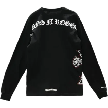 Chrome Hearts Gun N' Roses Black Cross Embroidery Logo Long Sleeve Tee