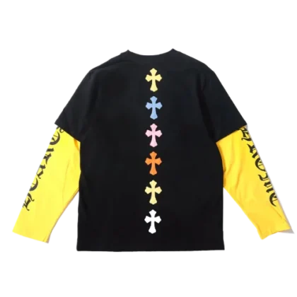 Vibrant Leather Cross Chrome Hearts Long-Sleeve T-Shirt