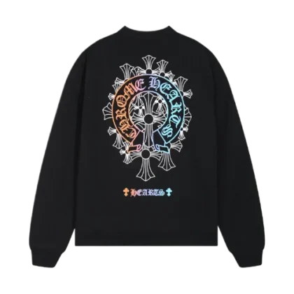 Stylish Chrome Hearts Vibrant Cross Logo Black Sweatshirt