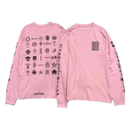 Chrome Hearts Different Logo Pink Long Sleeve Tee