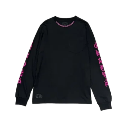 Chrome Hearts Purple Neck Logo Longsleeve Black Tee