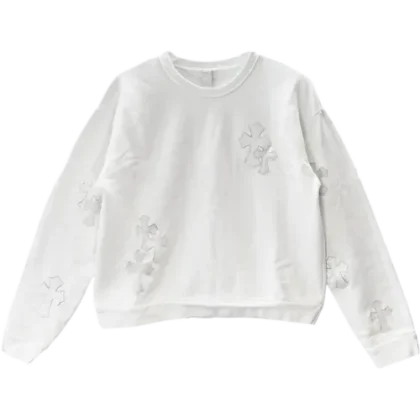 Chrome Hearts White Leather Cross Sweatshirt