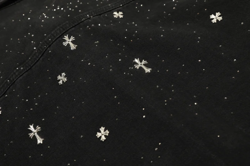 Chrome Hearts Cross Studs Black Denim Shirt