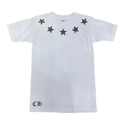 Chrome Hearts Black Pentagram 5 Star White Tee