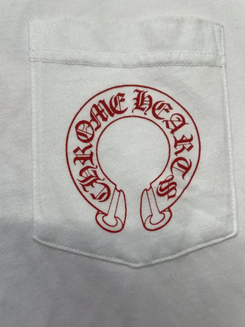 Cemetery Chrome Hearts Cross Red Horseshoe Tee White