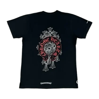 Chrome Hearts Red Horseshoe Logo Tee Black