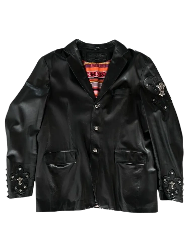 Chrome Hearts Black Leather Blazer Jacket