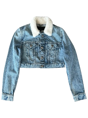 Chrome Hearts Blue Shearling Women Denim Jacket