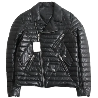 Chrome Hearts Leather Double Riders Down Jacket