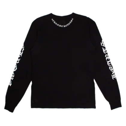 Chrome Heart Long Sleeve Neck Logo Tee Black