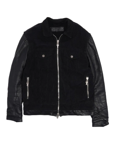 Chrome Hearts Trucker Jacket Corduroy and Leather Shearling Lined