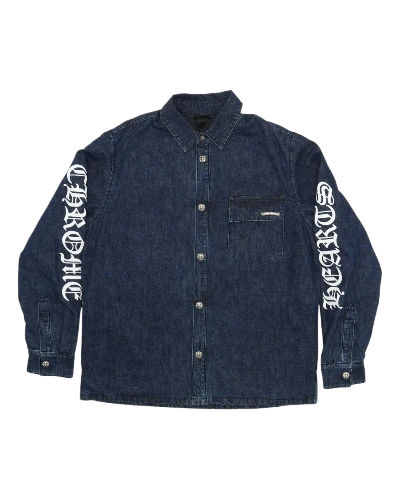 Turbo Diesel Script Padded Chrome Hearts Denim Shirt Jacket