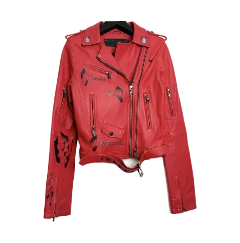 Matty Boy Chrome Hearts Leather Jacket Red