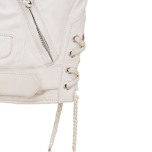 Rolling Stones Blue Lip Chrome Hearts Biker Leather Jacket