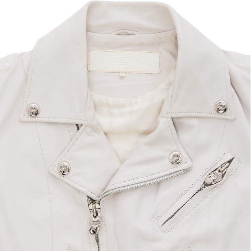 Rolling Stones Blue Lip Chrome Hearts Biker Leather Jacket